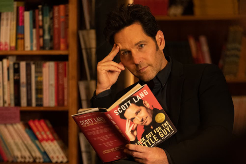 Paul Rudd reading his Marvel character's book, Look Out For the Little Guy!