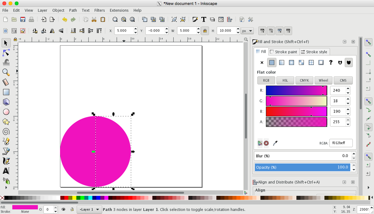 A pink circle drawn digitally with Inkscape software
