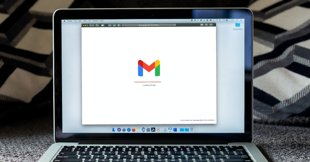 An open laptop loading Gmail